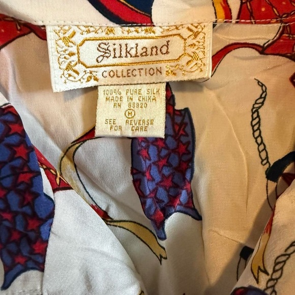 SilkLand Red and Blue Casual Button Down Shirt - Picture 3 of 4